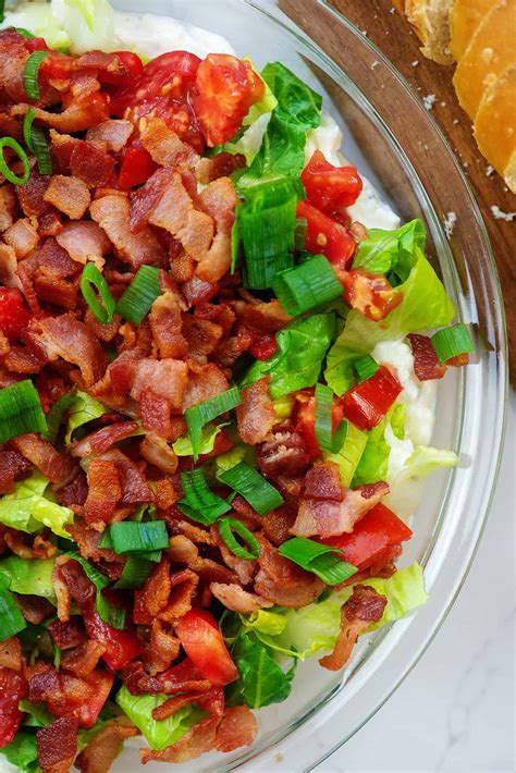 Easy BLT Dip Recipe- loaded with bacon! | Buns in My Oven