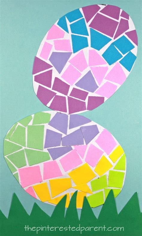 Construction paper Mosaic Easter Eggs - spring and Easter arts and crafts for preschoolers and ...