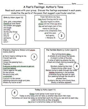 Author's Tone in Poetry by Christine Miller | Teachers Pay Teachers