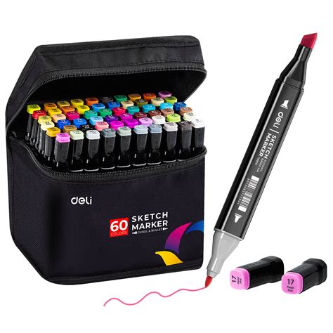 Deli Art Markers Set, 60 Colors Dual Tips Coloring Marker Pens Highlighters - Walmart.com