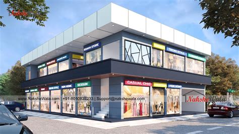 Double Storey Modern Commercial Building Front Elevation Design | Commercial design exterior ...