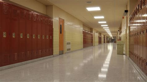 School Hallway 3d Scene 3D model | CGTrader