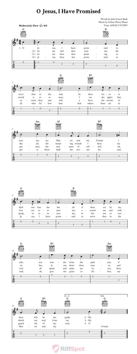 O Jesus, I Have Promised - Easy Guitar Sheet Music and Tab with Chords and Lyrics