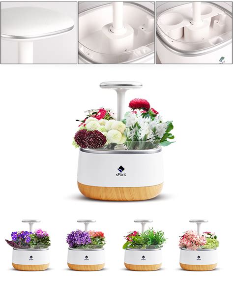 sPlant Smart Fresh Herb Garden Kit Intelligent Indoor Sprout LED Light Garden Four Flower Pot ...