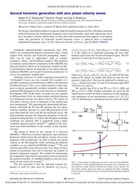 (PDF) Second harmonic generation with zero phase velocity waves