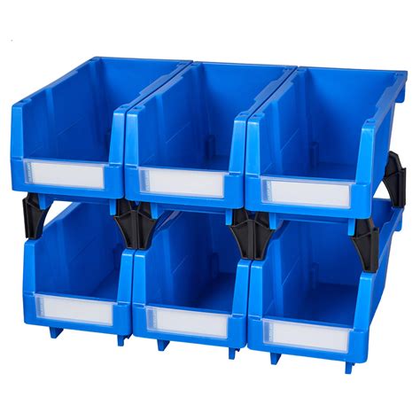 Wall Mounted Hanging Bins Plastic Stackable Storage Bins Garage Storage Bins-2022 updated(Blue ...