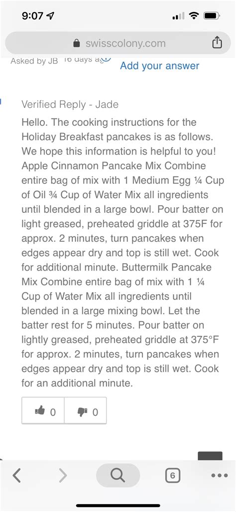 Swiss Colony pancake instructions | Pancake mix ingredients, Buttermilk ...