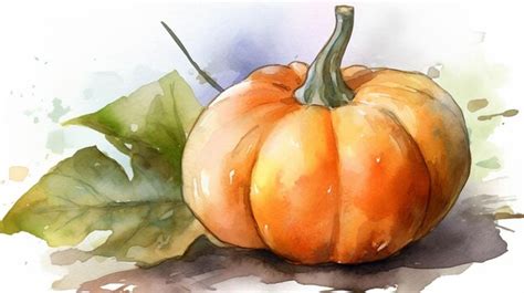 Premium AI Image | A painting of a pumpkin and a leaf