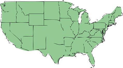 Free Clipart Of A Green United States Map