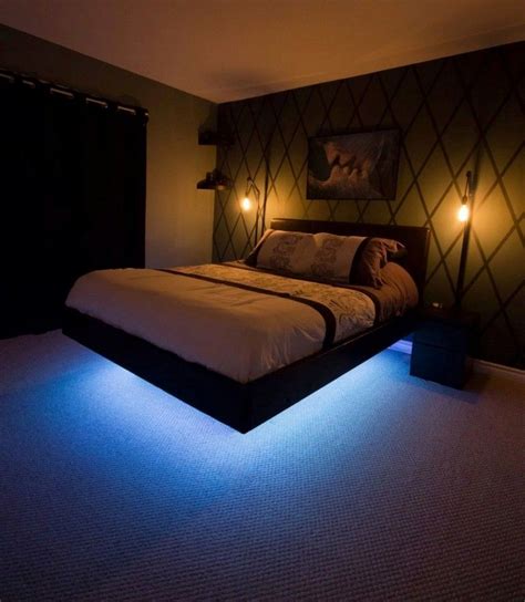 7+ Stunning Floating Bed Design Ideas With Beautiful Light | Bedroom ...