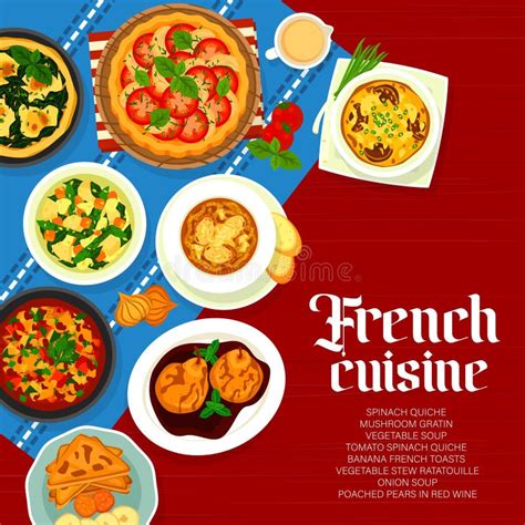 French Cuisine Menu Cover Page Design Template Stock Illustration - Illustration of quiche, wine ...