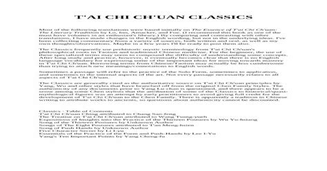 T'AI CHI CH'UAN CLASSICS - Geocities.ws · T'AI CHI CH'UAN CHING Attributed to Chang San-feng ...