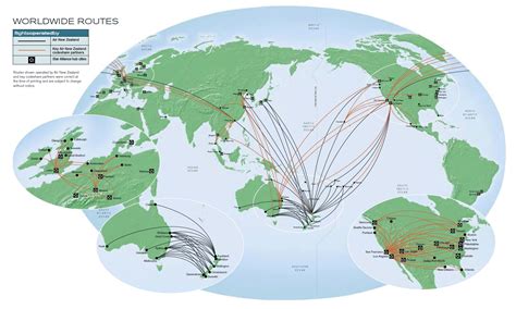 Карта маршрутов авиакомпании Air New Zealand | Map of routes airlines ...