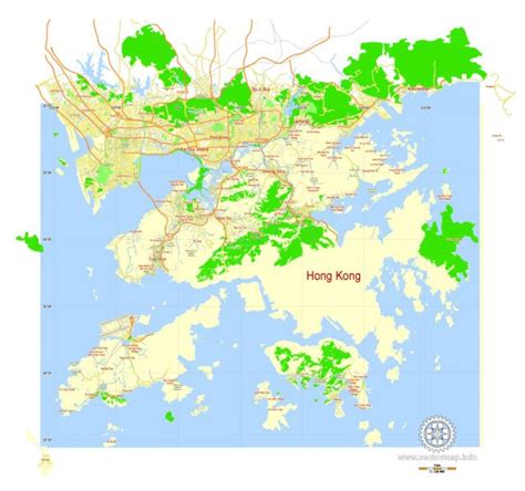 Hong Kong Vector Map China, Free printable editable vector map SVG in English