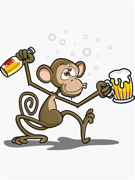 "Monkey Drunk Cartoon Theme" Sticker by Dauker | Redbubble