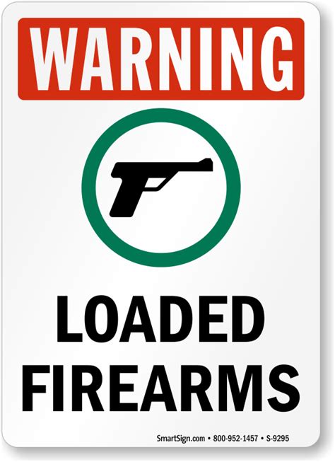 Loaded Firearms Sign with Gun Symbol - OSHA Warning Signs, SKU: S-9295