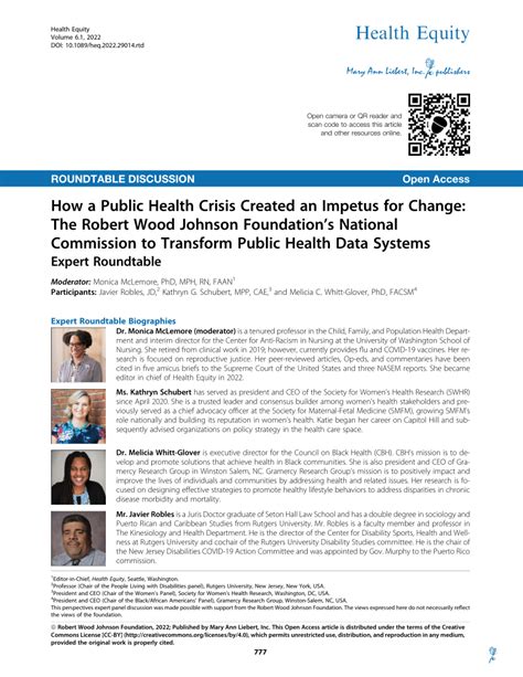 (PDF) How a Public Health Crisis Created an Impetus for Change: The Robert Wood Johnson ...