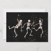 Dancing Skeleton Black Gold Halloween Party Invitation | Zazzle