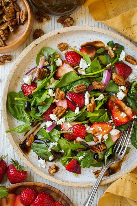 Strawberry Spinach Salad with Candied Pecans, Feta and Balsamic Vinaigrette - Cooking Classy