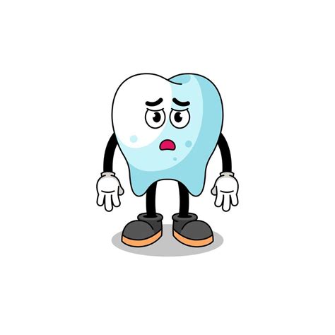 tooth cartoon illustration with sad face 15164155 Vector Art at Vecteezy