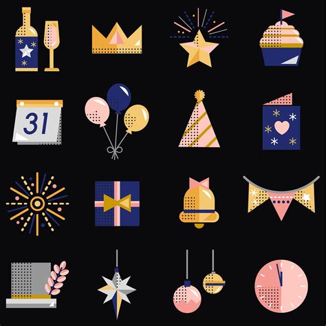 New year icons set vector | Free stock vector - 281047