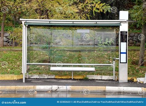 Empty Bus Stop stock image. Image of asphalt, chain, arch - 22302623