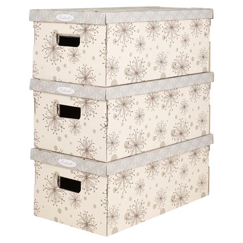 Set Of 3 Underbed Storage Boxes With handles Cardboard Stackable Lightweight | eBay