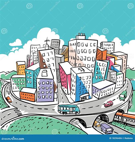 Doodle City Street With House. Cartoon Vector | CartoonDealer.com ...