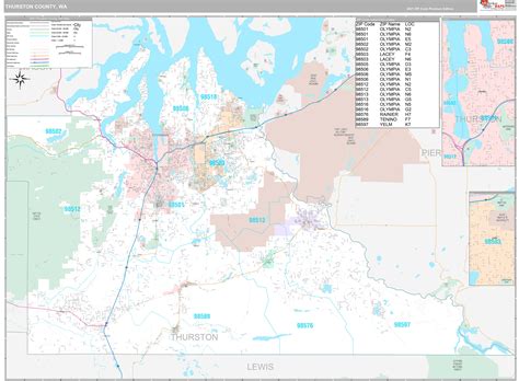 Thurston County, WA Wall Map Premium Style by MarketMAPS - MapSales