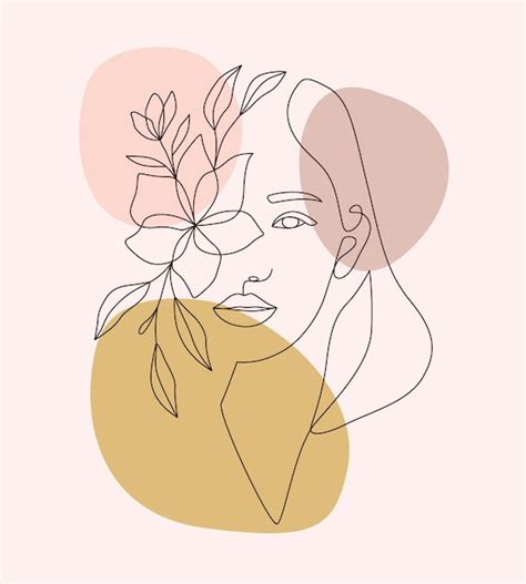 Premium Vector | Vector line art of woman and flowers aesthetic minimal ...