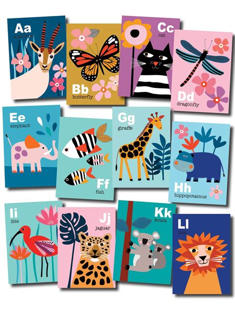 Animal Alphabet Flash Cards ABC cards Kids Wall Art | Etsy