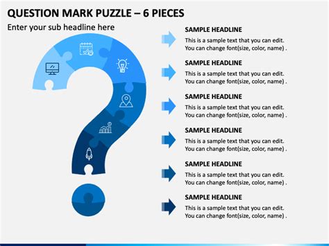 Question Mark Puzzle - 6 Pieces PowerPoint Template - PPT Slides