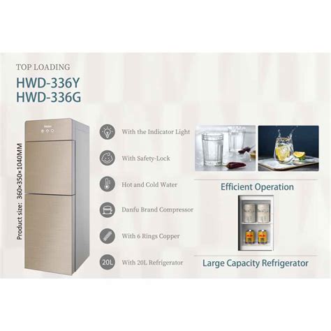 Haier Water Dispenser 2 Tap HWD-336Y Golden Color - Pakref