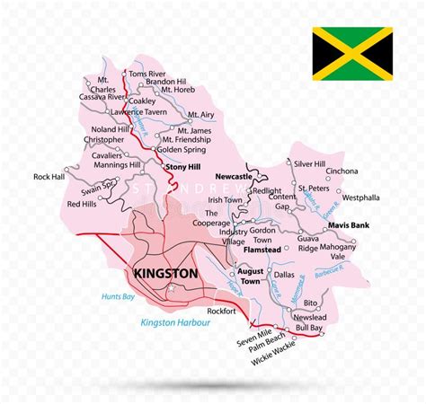 Kingston and Saint Andrew Map. Jamaica State Stock Vector - Illustration of regional, jamaica ...