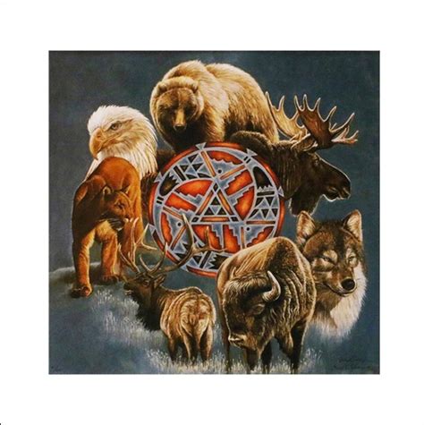 Native American spirit Animal Circle // Art Print - Etsy