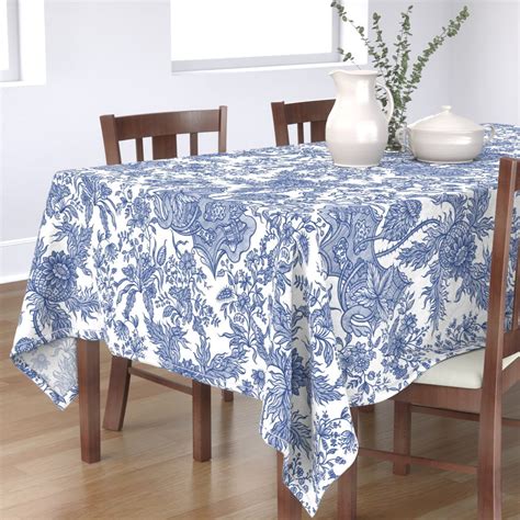Tablecloth Chintz Floral Antique Blue And White Willow Ware Cobalt Cotton Sateen - Walmart.com ...