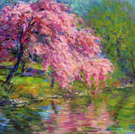 Blossoming cherry tree landscape painting by Svetlana Novikova Art Print | Art painting ...