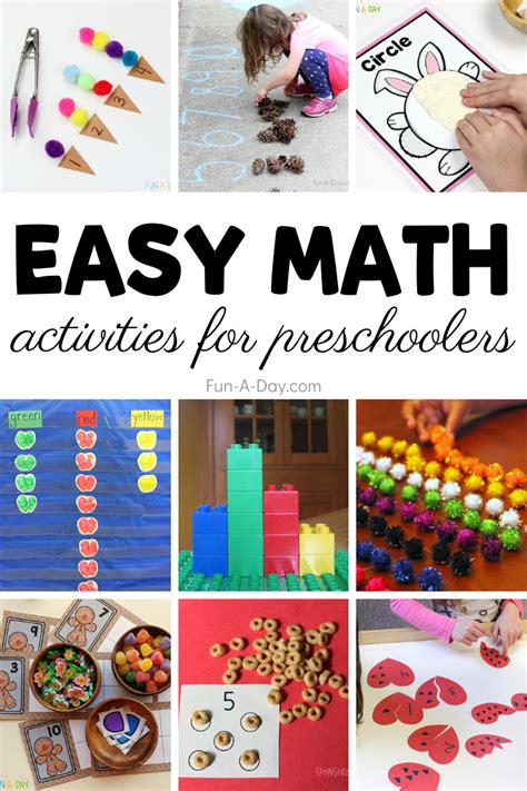 Easy Math Activities for Preschoolers to Do at Home or School | Fun-A ...