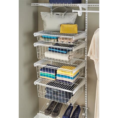 ClosetMaid 27 in. H x 21 in. W White Steel 4-Drawer Wide Mesh Wire Basket 2815 - The Home Depot ...