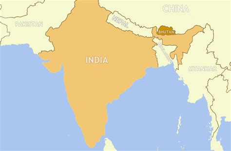 Map Of India And Bhutan - Edwina Margareta