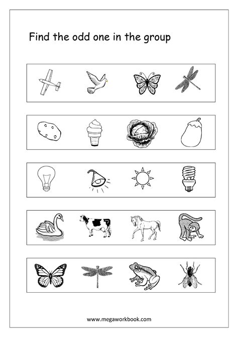 Odd One Out - Worksheet 3 Worksheets For Class 1, Preschool Number ...