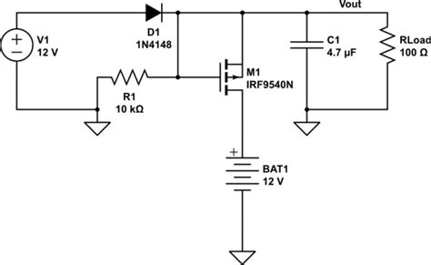 P Channel MOSFET to do automatic switch between battery and power source - Electrical ...