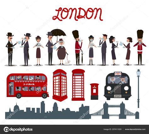 Set Cute Elements London Characters Editable Vector Illustration Stock Vector by ©MioBuono12 ...