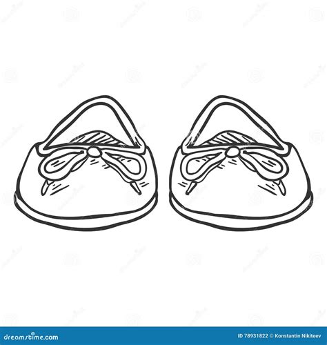 Vector Sketch Illustration - Pair of Women Ballet Flats. Front View ...