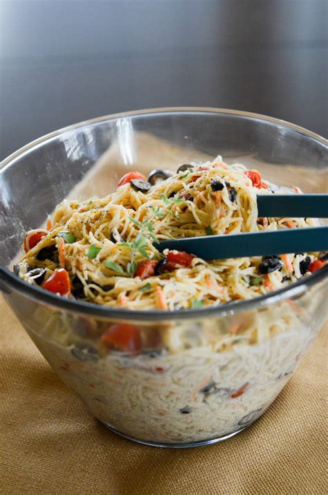 Easy Angel Hair Pasta Salad with Italian Dressing