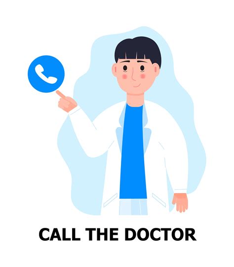 Call the doctor vector. Doctor in white is indexing on telephone icon ...