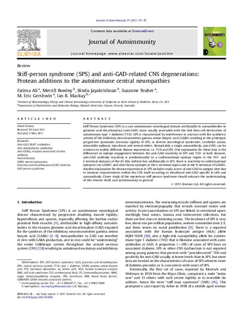 (PDF) Stiff-person syndrome (SPS) and anti-GAD-related CNS degenerations: Protean additions to ...