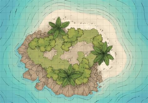 Tropical Island Map | RPG Battle Map by 2-Minute Tabletop