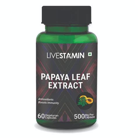 Papaya Leaf Extract Capsules 500mg Carica Papaya Herbal Immune Booster ...