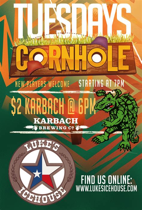 New Tuesday #cornhole tournament flyer design for Luke's Icehouse in Houston. | Sale poster ...